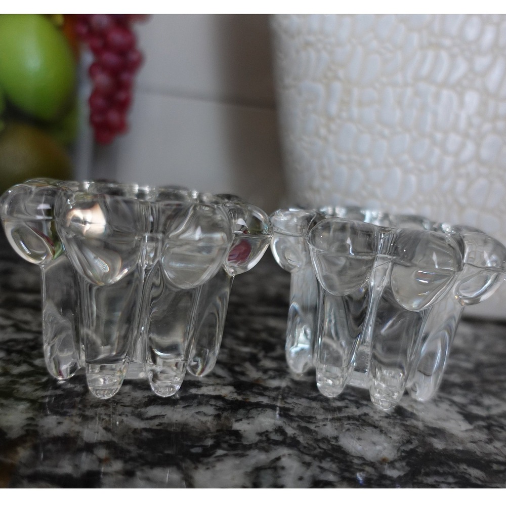 KIC SJ Indonesia‎ Clear Heavy Glass Bubble Candle Holders Set 2 Minimalist Glam